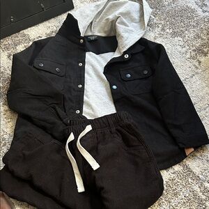 Little Bipsy Black Corduroy Hoodie Matching Set